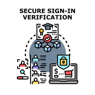 Secure sign in verification process accessing user data Stock Illustration