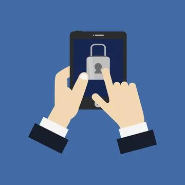 Secure smartphone illustrated on white background Stock Illustration