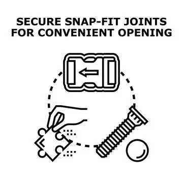 Secure snap fit joints for convenient opening system Stock Illustration