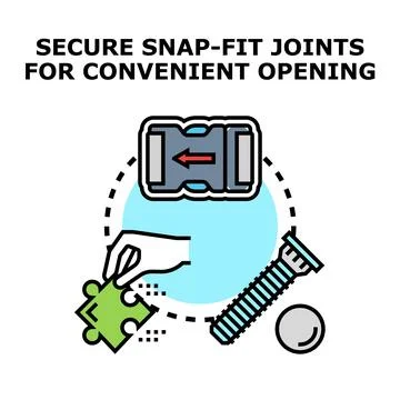 Secure snap fit joints for convenient opening system Stock Illustration