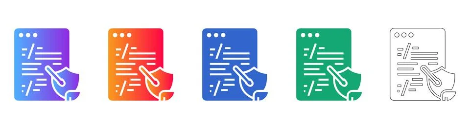 Secure Software Code Protection Icons 库存插图