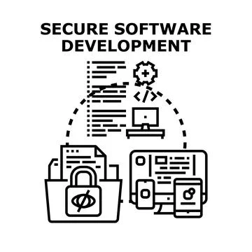 Secure software development protecting data and privacy 스톡 일러스트