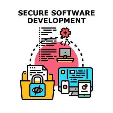 Secure software development protecting data and privacy Illustrazione stock
