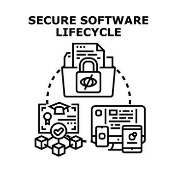 Secure software lifecycle development and data protection Stockillustratie
