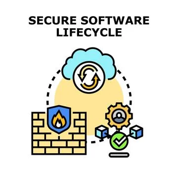 Secure software lifecycle process protecting data in cloud Illustrazione stock