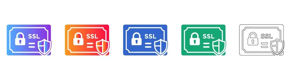 Secure SSL Certificate Icons Set Illustrazione stock