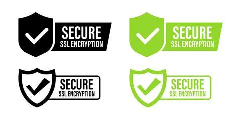 Secure SSL encryption web data protection shield icons Stock Illustration