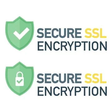 Secure SSL HTTPS shield icon encrypted internet connections Stock Illustration