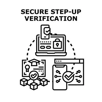 Secure step up verification process using digital authentication Stockillustratie