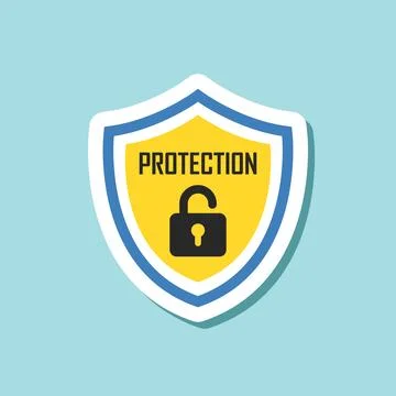 Secure sticker icon in flat style. Privacy guarantee vector illustration on.. Stock Illustration
