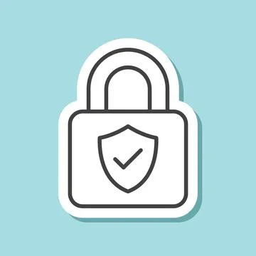 Secure sticker icon in flat style. Privacy guarantee vector illustration on.. Stock Illustration