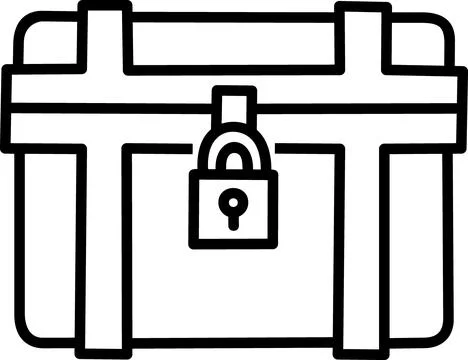 Secure storage chest box with hanging padlock Stock Illustration