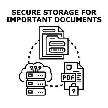 Secure storage for important digital documents system Illustrazione stock