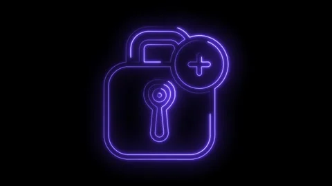 Secure system with additional layer of protection neon style on a black Stock Footage 322959058