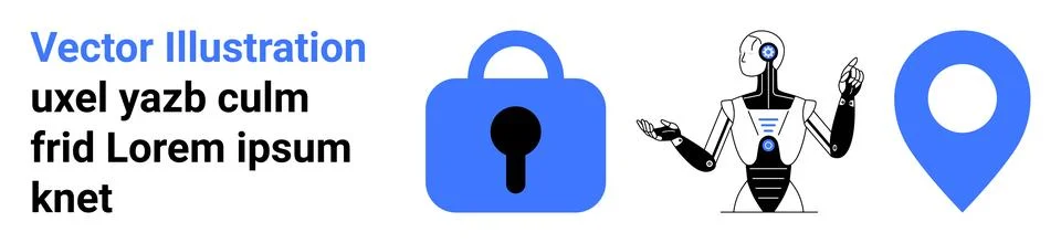 Secure Technology with Robotic Automation and Location Tracking Stock Illustration