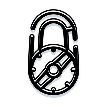 Secure time management padlock icon protecting data Stock Illustration