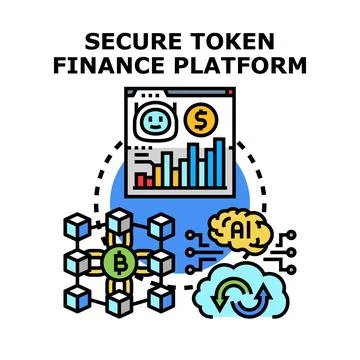 Secure token finance platform developing blockchain technology 스톡 일러스트