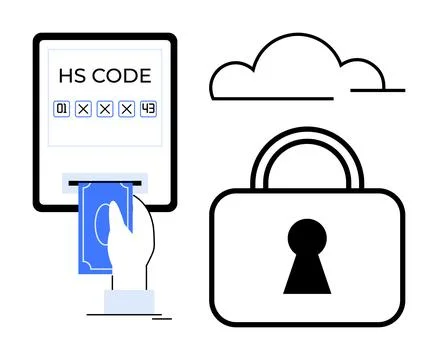 Secure Transaction with Cloud Integration and Access Authorization Depicted Illustrazione stock