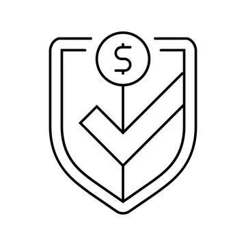 Secure transaction shield decentralized application line icon vector illust.. Stock Illustration
