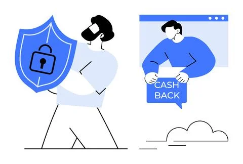 Secure Transactions and Cashback Practices in Financial Operations Stock Illustration