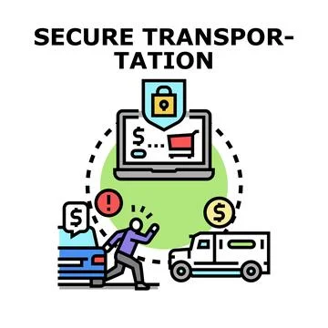 Secure transportation and logistics system concept developing Stock Illustration