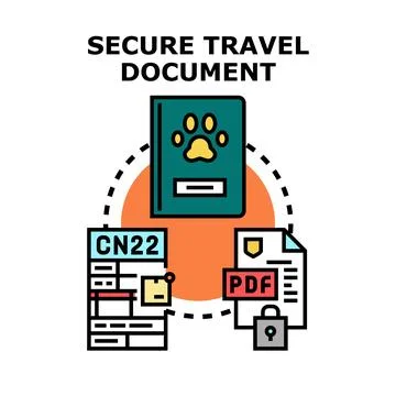 Secure travel document concept for safe pet journeys Illustrazione stock