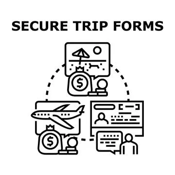 Secure trip forms planning travel expenses and document control 스톡 일러스트