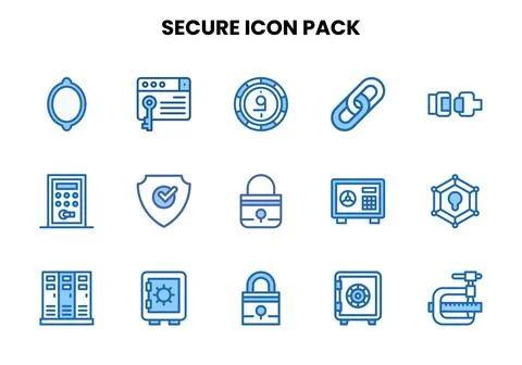 Secure Two Colour Bundle Icons Pack Stock Illustration