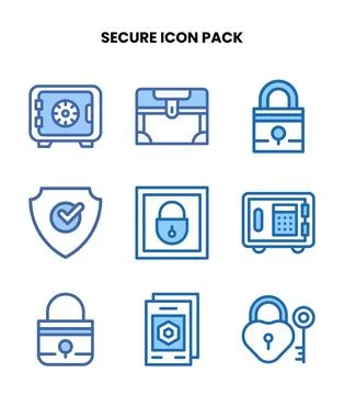 Secure Two Colour Design Icons Pack Stock Illustration
