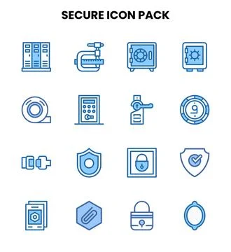Secure Two Colour Scalable Icons Pack Stock Illustration