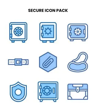 Secure Two Colour Vector Icons Pack 스톡 일러스트