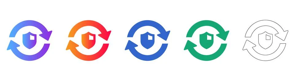 Secure Update Shield Icons Stock Illustration