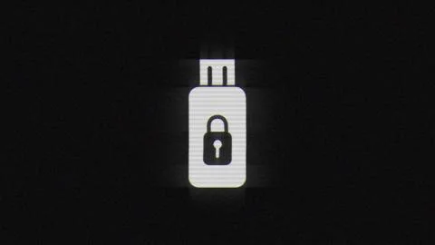 Secure usb drive in glitch effect mp4 video Illustrazione stock