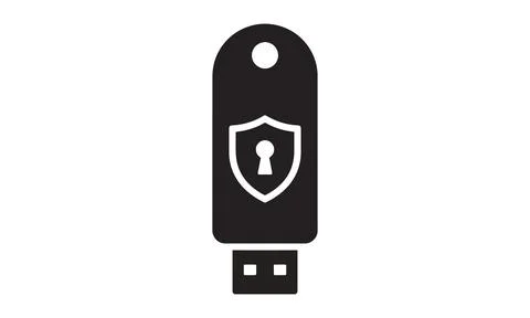 A secure USB flash drive featuring a protective shield icon Stock Illustration