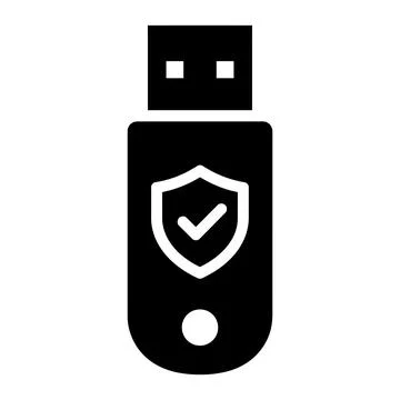 Secure USB Flash Drive with Shield Protection Cybersecurity Vector Icon Stock Illustration