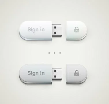 Secure usb key device with login Stock Illustration