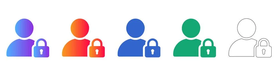 Secure User Access Icon Set with Lock Stock Illustration