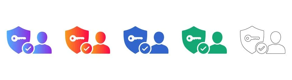 Secure User Authentication and Access Icons Stock Illustration