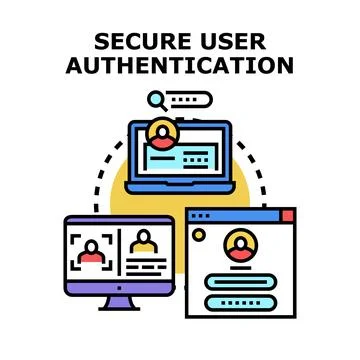 Secure user authentication on digital devices concept Stock Illustration