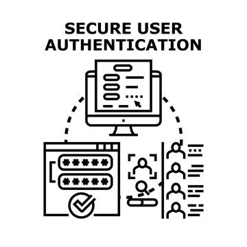 Secure user authentication process managing digital identity access Stock Illustration
