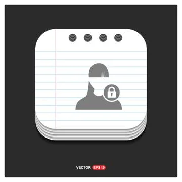 Secure User Icon Gray icon on Notepad Style template Vector EPS 10 Free Icon Illustrazione stock