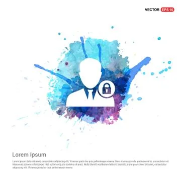 Secure User Icon - Watercolor Background Stock Illustration