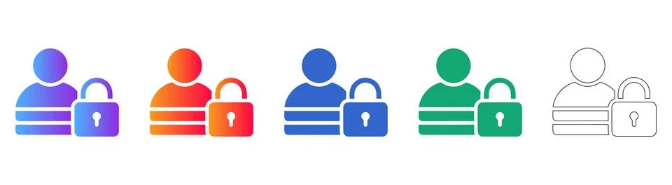 Secure User Profile and Lock Icons Collection Stock Illustration