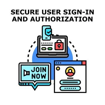Secure user sign in and authorization process illustration Ilustração Stock