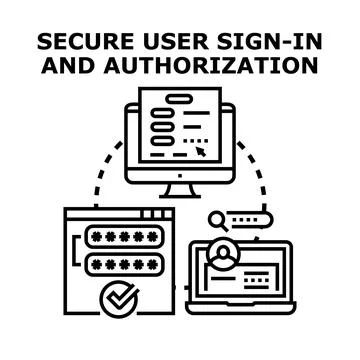 Secure user sign in and authorization process illustration 스톡 일러스트
