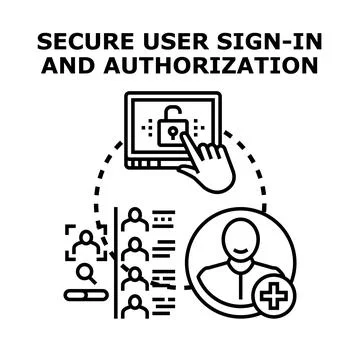 Secure user sign in and authorization process illustration Stock Illustration