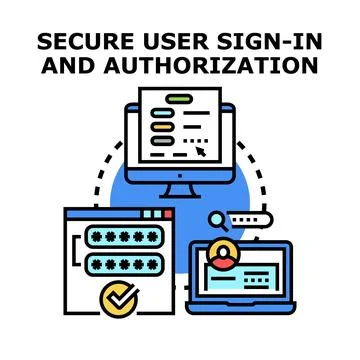 Secure user sign in and authorization process illustration Stock Illustration