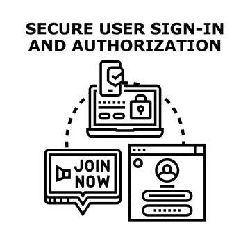 Secure user sign in and authorization process illustration Stock Illustration