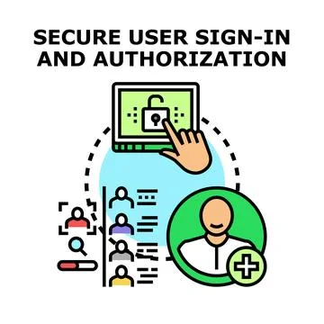 Secure user sign in and authorization process illustration Stock Illustration