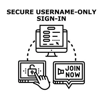 Secure username only sign in concept illustration Illustrazione stock